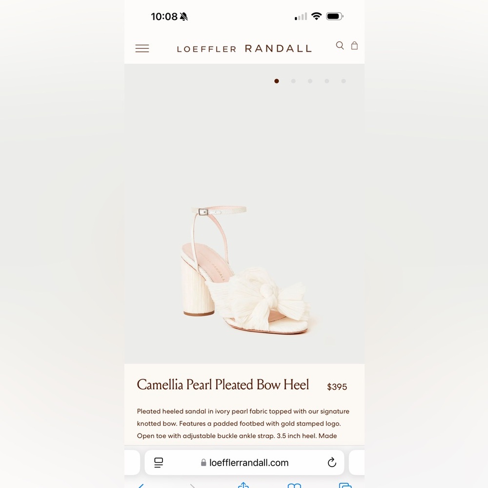LOEFFLER RANDALL CAMELLIA PEARL PLEATED BOW HEELS - SIZE 9.5.